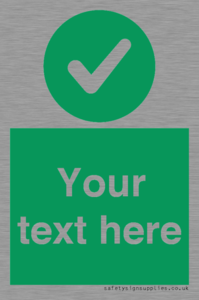 Custom green background, green circle with tick